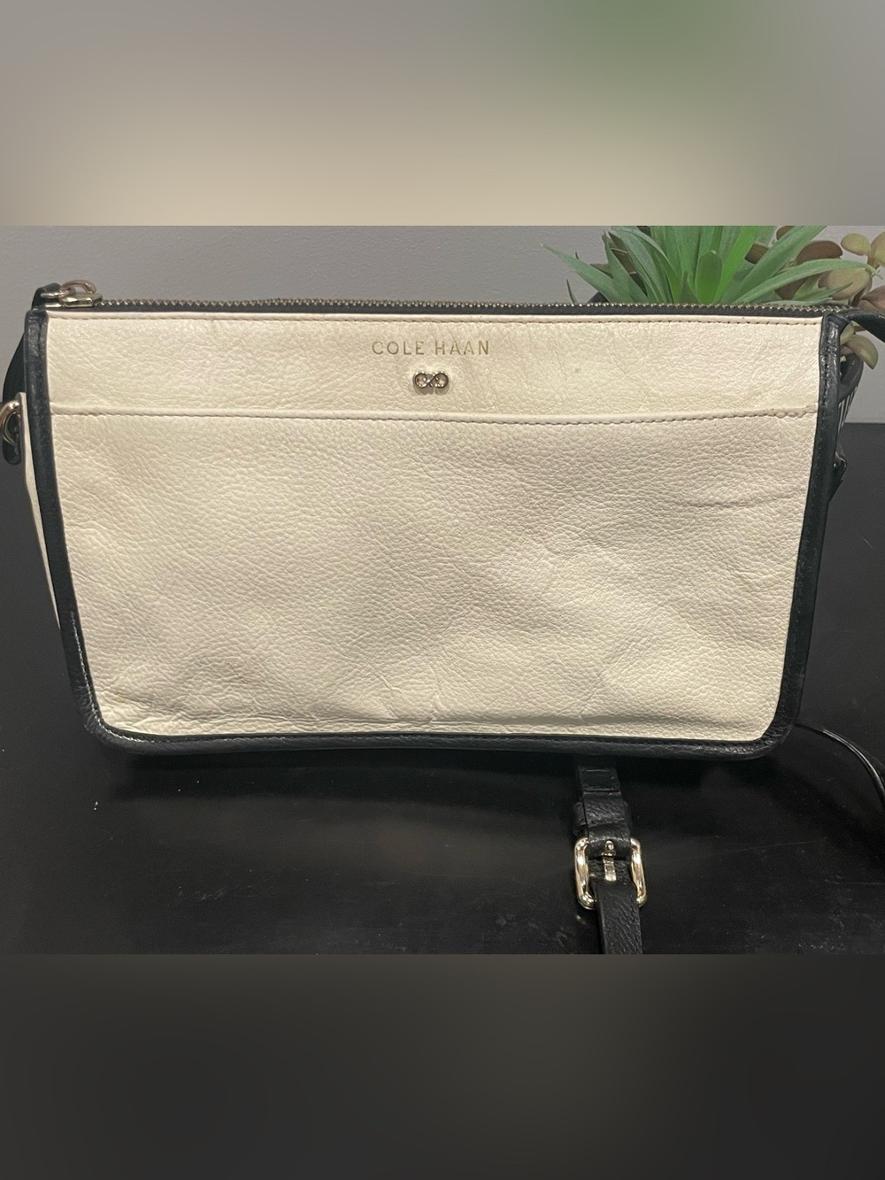 Vintage Cole Haan Cream Leather Crossbody